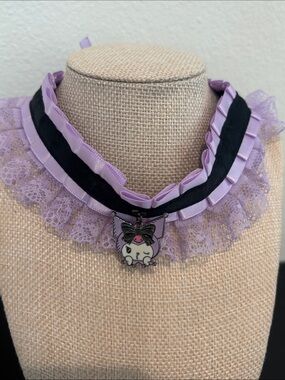 Officially Licensed Sanrio Kuromi Lolita Lavender Lace Choker Necklace